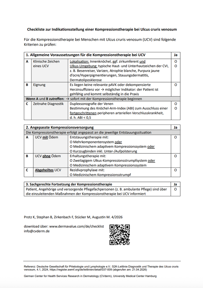 Indications for compression therapy in ulcus cruris venosum