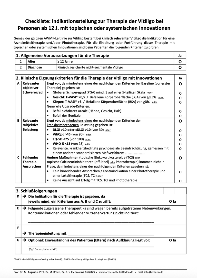 Vitiligo bei Personen ab 12 J.